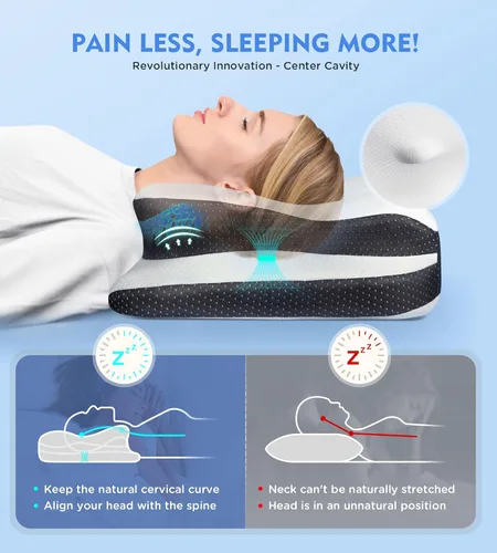 Vista 2 de Osteo Almohada Sostenida para la Salud Cervical, Almohada Ergonómica de Diseño Contour Zonado para Alivio del Dolor, Almohada de Espuma