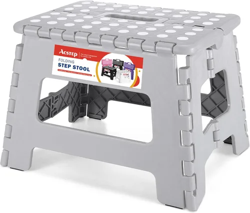 Vista 10 de ACSTEP Taburete plegable de 9 pulgadas, capacidad de 300 libras, taburetes plegables de plástico para niños y adultos, taburete plegable adecuado
