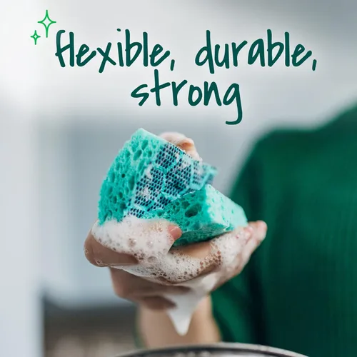 Vista 9 de Scotch-Brite Esponja exfoliante resistente al olor, esponjas de cocina aptas para lavavajillas para fregar seriamente, esponja multiusos para platos