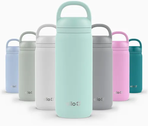 Vista 122 de Ello Cooper Twist - Botella de agua de acero inoxidable de 32 onzas con tapa para beber A prueba de fugas Doble pared y aislada al vacío Asa