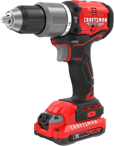 Vista 2 de CRAFTSMAN V20 Kit de taladro de martillo inalámbrico, 1/2 pulgada, 2 baterías y cargador incluidos (CMCD732D2)