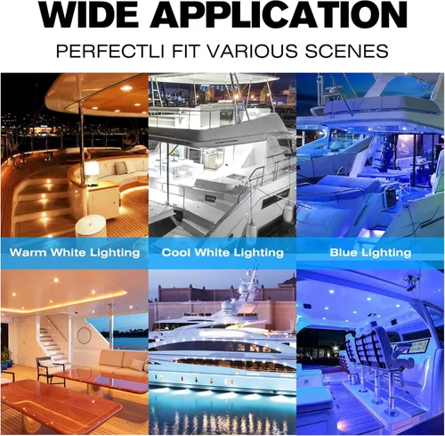 Vista 7 de HUSUKU Luces LED Marinas de Cortesía 4 pulgadas, SOOP3 P0-2 1800LM 30LED SUS316 Redondas IP65 Impermeables Luces Interiores de Popa de Barco