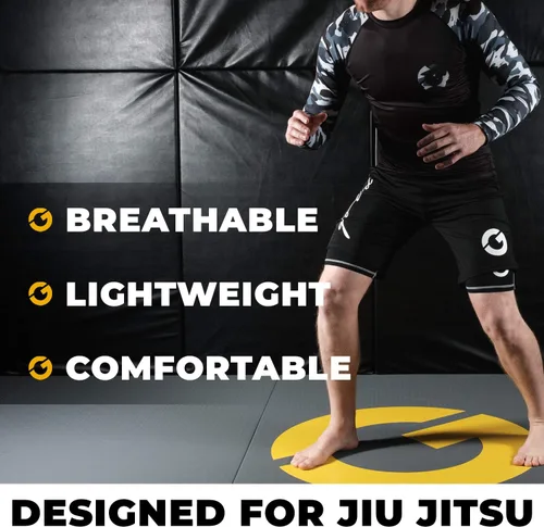 Vista 4 de Gold BJJ Pantalones cortos de compresión Jiu Jitsu - Capa base para agarre Gi y No-Gi - Short de artes marciales