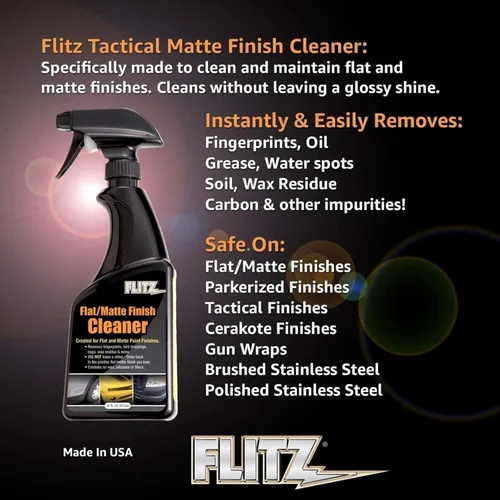 Vista 2 de Flitz Limpiador de acabado mate plano, botella de 8 onzas de aerosol de vinilo hecho en Estados Unidos para eliminar fácilmente la grasa, cera