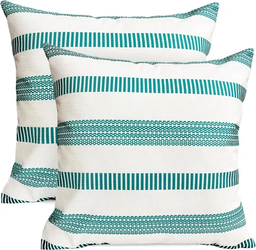 Vista 54 de Juego de 2 fundas de almohada decorativas negras boho 16x16 pulgadas, fundas de almohada de lino modernas estilo bohemia campestre para exteriores