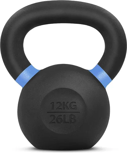 Yes4All Powder Coated Kettlebell, Cast Iron Core Kettlebells with Non-Slip Handle & Flat Bottom for Conditioning, Heavy Duty for Strength Training,