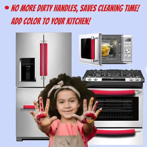 Vista 7 de Volecy - Juego de 6 fundas lavables de terciopelo para manijas de puerta de refrigerador, manija de electrodoméstico para refrigerador, microondas