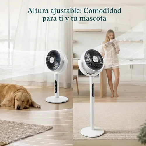 Vista 5 de Levoit Ventilador de pie inteligente para dormitorio, ventilador oscilante Ventilador de suelo silencioso de 20 dB con cubierta antipolvo, motor