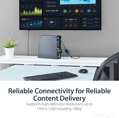 Vista 4 de StarTech.com Adaptador DisplayPort a VGA - Convertidor activo de DP a VGA - Video de 1080p - Adaptador de cable de fuente a monitor VGA DP/DP++
