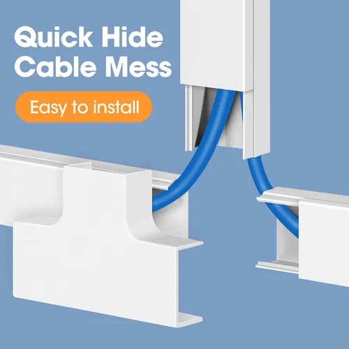 Vista 6 de YesBes Kit de ocultador de cable de 116 pulgadas, cubiertas de cable para cables en la pared, canaleta de cables pintable, protector de cable