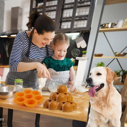 Vista 4 de Vodolo Molde de golosinas para perros congelados, grande para marionetas con tapa, moldes de silicona para congelar, golosinas de recarga congeladas