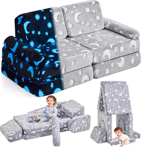 Vista 13 de IFNOW Sofá de juego modular para niños, sofá para niños pequeños, sofá seccional infantil, muebles de dormitorio y sala de juegos para niños