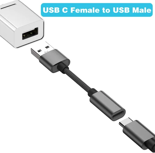 Vista 2 de Adaptador USB C hembra a USB macho (paquete de 2), adaptador de cable de carga tipo C a USB A, compatible con iPhone 16 15 15 Pro Max, iPad 2018