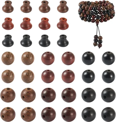 Craftdady 318 cuentas de madera de Buda de 0.315 pulgadas (0.315 in), redondas sin teñir, cuentas espaciadoras de pagoda, cuentas de 3 agujeros,