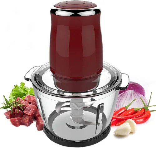 Picadora de carne eléctrica de 1 litro, tazón de vidrio, picadora, licuadora, picadora, procesador de alimentos para carne, verduras, frutas, 500 W,