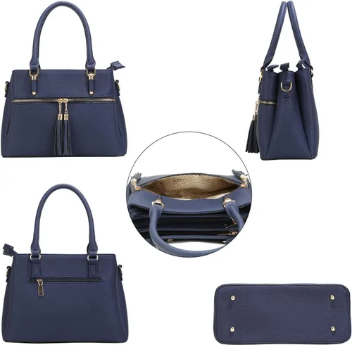 Vista 5 de Bolsa de hombro, bolsa con cremallera, bolsa de mano, bolsa cruzada de piel, con bolsillos, para mujer