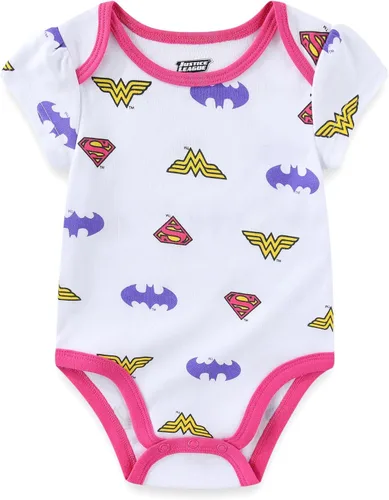 Vista 3 de WARNER BROS DC Comics - Body de manga corta para niñas, paquete de 5 unidades para recién nacidos y bebés