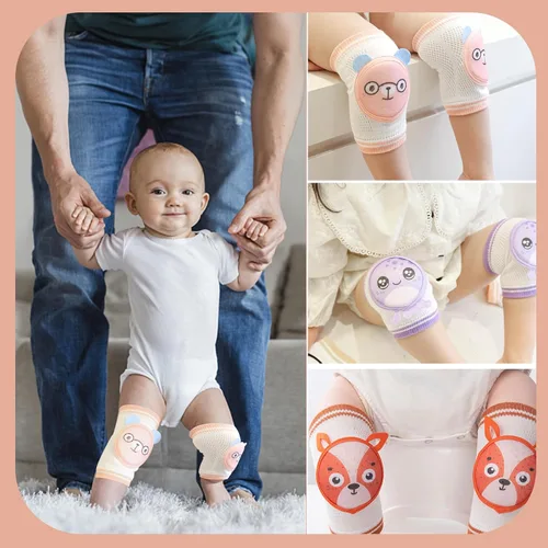 Vista 2 de CBLBXYB 3 pares de rodilleras para gatear Rodilleras antideslizantes para bebés, calentadores elásticos ajustables de piernas, protector de rodilla