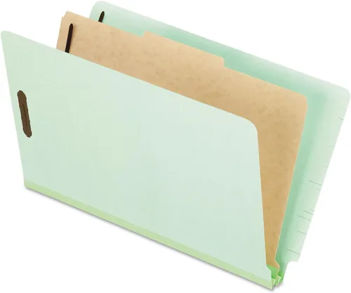 Vista 8 de Pendaflex Pressboard End-Tab Classification Folders, Legal Size, 1 Divider, 2.5" Expansion, Light Green, Straight Cut, 10/BX (23314) (Pack of 5)