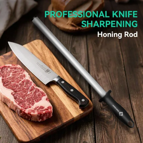 Vista 6 de Kota Japan 12 in. Diamond Carbon Steel Professional Knife Sharpener Rod Kitchen, Home or Hunting Master Chef, Hunter or Home Gourmet Blade