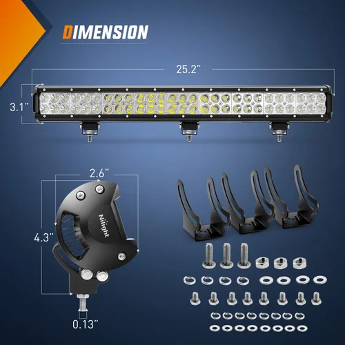 Vista 2 de Nilight - 60007C-A 63.5 cm 162W barra de luz LED combo de luces de conducción impermeables para todoterrenos UTE Camioneta ATV UTV