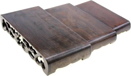 Vista 4 de Muebles orientales chinos negro palisandro sólido mahagony ébano soporte de madera base de madera rectangular forma pedestal con tallado