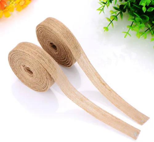 Vista 7 de pangda 2 rollos Natural Burlap Fabric Ribbon Roll para eventos boda fiesta y Home Decor, 10 metros cada rollo