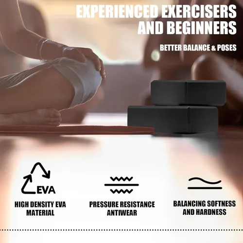 Vista 5 de 2 Pcs Yoga Blocks, 9"x6"x3" Foam Blocks Yoga Props for Pilates Stretching and Meditation Exercise Blocks Lightweight Yoga Essentials