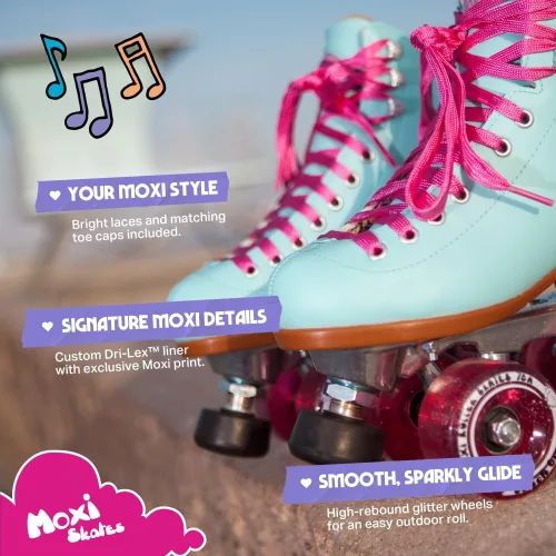 Vista 5 de Moxi Beach Bunny Roller Skates for Women - Colorful, Precision-Fit Skate with High-Rebound Wheels, Moisture-Wicking Lining & Padding, Roller Skates