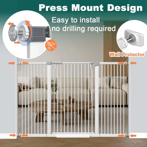 Vista 6 de Fairy Baby - Puerta de bebé extra alta de 40.5" para escaleras y umbrales, se ajusta a aberturas de 29.5" a 40.5" de ancho, puerta para perros extra