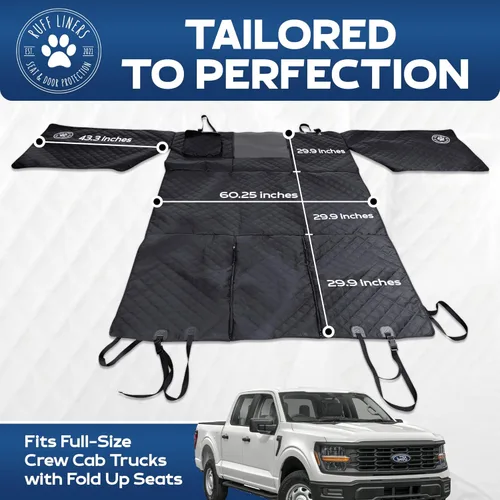 Vista 6 de Ruff Liners Funda XL para piso con protección para puertas, negra – Como se vio en Shark Tank – Se ajusta a camionetas de cabina doble con asientos