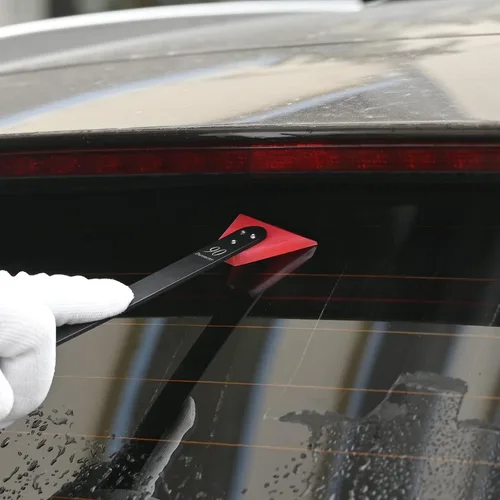 Vista 5 de FOSHIO Escobilla pequeña para vinilo, hoja de goma de diferente dureza 2 en 1 con mango de metal, mini escobilla para instalación de películas