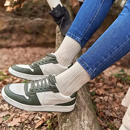 Vista 4 de GoWith 4-5 pares de calcetines unisex naturales 97% algodón, calcetines de tripa puros, cómodos, acogedores, transpirables, sin costuras, casuales