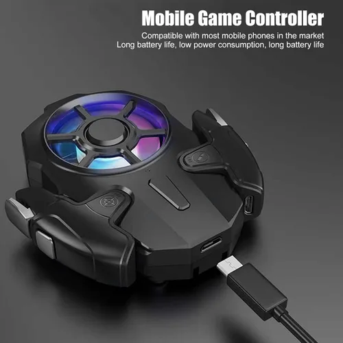 Vista 5 de Diyeeni AK03 Mobile Phone Cooler Radiator, Phone Cooling Fan with Game Controller, RGB Light, Cellphone Heatsink Cooling with 3 Speed Fan, for for