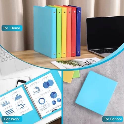 Vista 5 de Carpeta de 3 anillas de 0.5 pulgadas con 2 bolsillos interiores, carpetas básicas de 0.5 pulgadas para hojas de tamaño carta de EE. UU. de 8.5 x 11