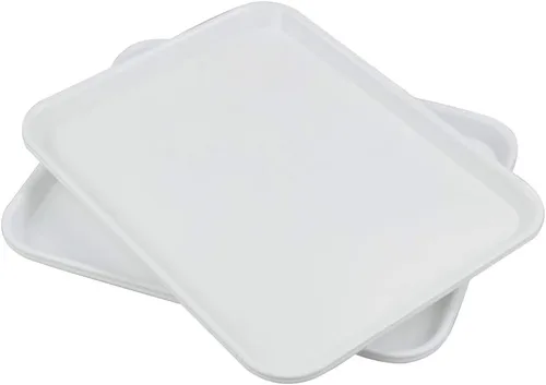 Vista 9 de Bandejas de plástico de comida rápida, bandejas de cafetería, paquete de 4 bandejas para servir (negro)
