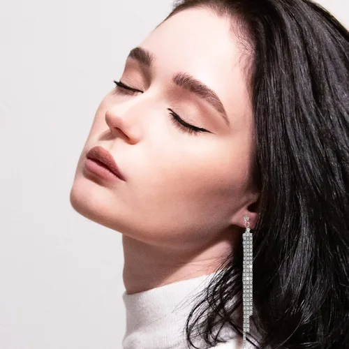 Vista 2 de Aretes de borla para mujer, cadena de discoteca, aretes colgantes para boda, dama de honor, para fiesta