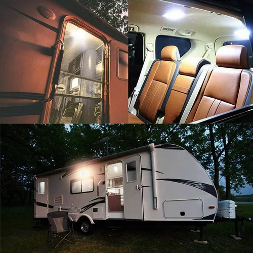 Vista 4 de PSEQT Cúpula de techo regulable para autocaravana, luz individual, 24 LED, iluminación interior ajustable para automóvil, barco, remolque, cámper