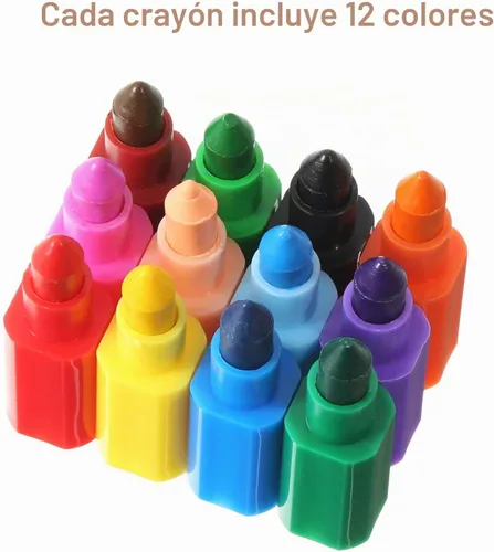 Vista 2 de Leinuosen 12 piezas de crayones apilables de colores apilables para Crayones apilables para fiestas, crayones apilables a granel, 12