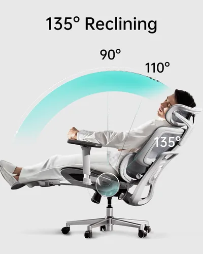 Vista 26 de Hbada E2 Silla de oficina ergonómica, silla de oficina de malla grande y alta con soporte lumbar dinámico de 6 vías, reposabrazos ajustables 3D