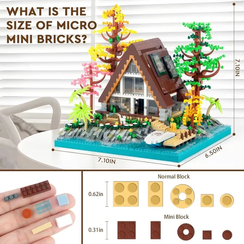 Vista 3 de A-Frame - Juego de construcción de cabaña de bosque medieval, juego de bloques de construcción de micro bloques de construcción