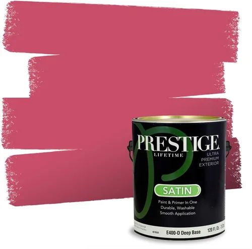 Vista 205 de Prestige Paints E100-T-SW6591 Pintura exterior e imprimación en uno, 1 galón, plano, combinación comparable de Sherwin Williams Amaryllis, 1 galón