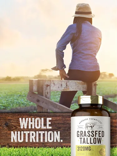 Vista 7 de Carlyle Herbage Farmstead - Sarga de carne alimentada con pasto de 3120 mg 200 cápsulas de gel blando Suplemento bovino criado en pastos Sin