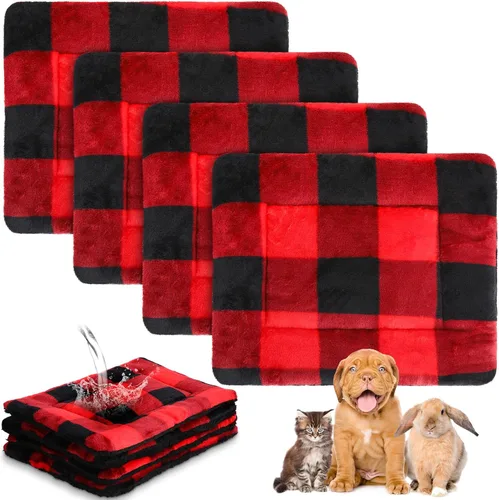 Vista 26 de Haull 4 Piezas Ropa de Cama Impermeable para Conejillo de Indias de Invierno Cama de Conejillo de Indias de Felpa Forros de Jaula Tapete Suave