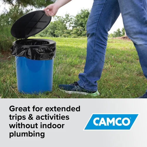 Vista 6 de Bolsas de basura de inodoro Camco - Cuenta con un polvo biodegradable y diseño de doble bolsa a prueba de fugas - Excelente para campamentos, viajes