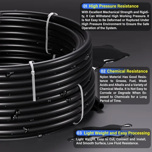 Vista 4 de TAILONZ PNEUMATIC Air Line DOT - Tubo de nailon neumático negro de 1/2 pulgada (32.8 pies), manguera de nailon