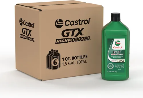 Castrol Aceite de motor de mezcla sintética GTX High Mileage 5W-20, 1 cuarto de galón, paquete de 6