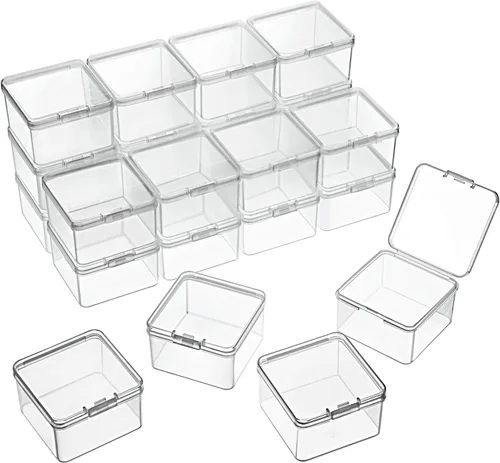 Vista 20 de SATINIOR 24 Paquetes de Recipientes Pequeños de Plástico Transparente para Almacenamiento de Cuentas Caja con Tapa con Bisagras para Almacenamiento