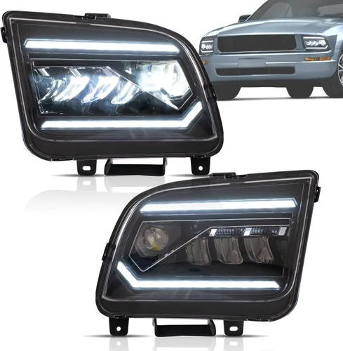 Vista 15 de VLAND Conjunto de faros delanteros de proyector compatible con Ford Mustang 2005-2009 (no para Shelby GT500/GT500KR) con DRL de arranque dinámico