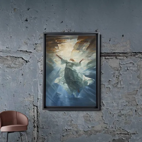 Vista 5 de Nautical Print on Canvas for Wall Decor, Ocean Fish Manta Ray Canvas Wall Art, Beach Print for Wall Hang, Turquoise Coastal Pictures Wall Decor